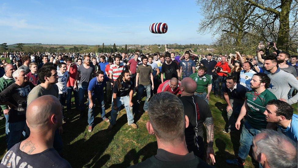 Start of the bottle kicking match