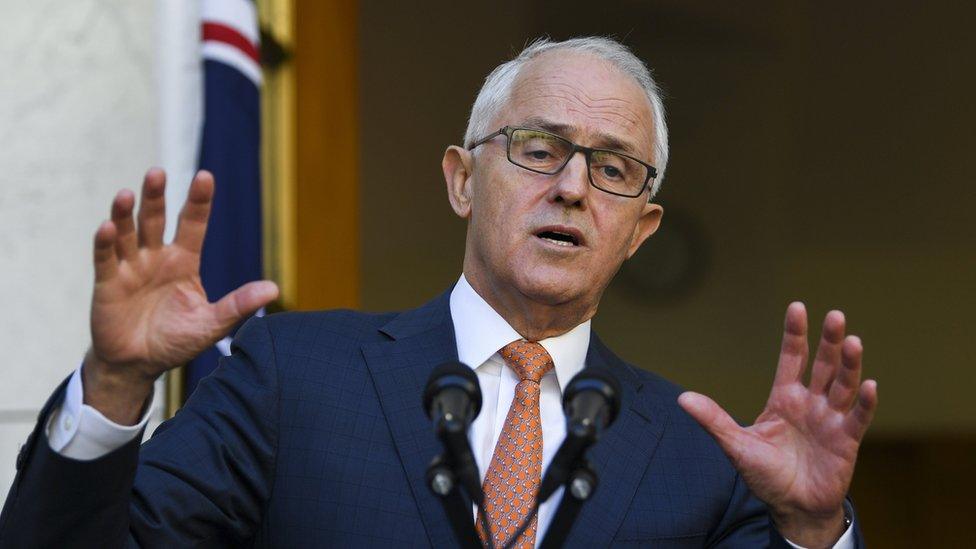 Malcolm Turnbull speaks at a press conference in Canberra in 2018