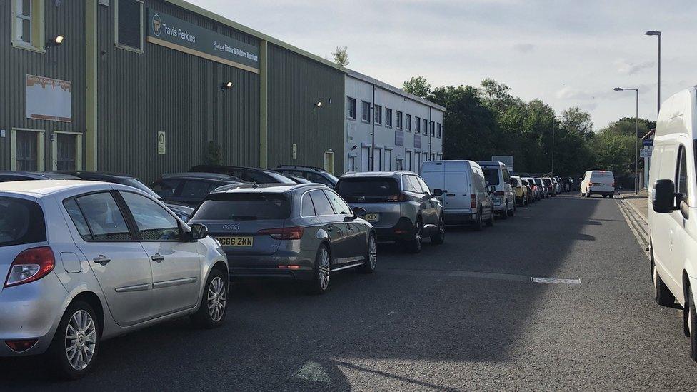 Queue of cars outside Christchurch tip