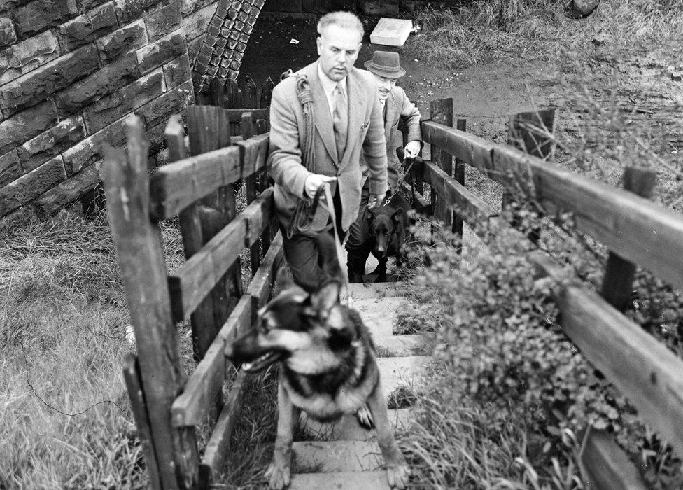 Police at the scene where Elsie's body was discovered