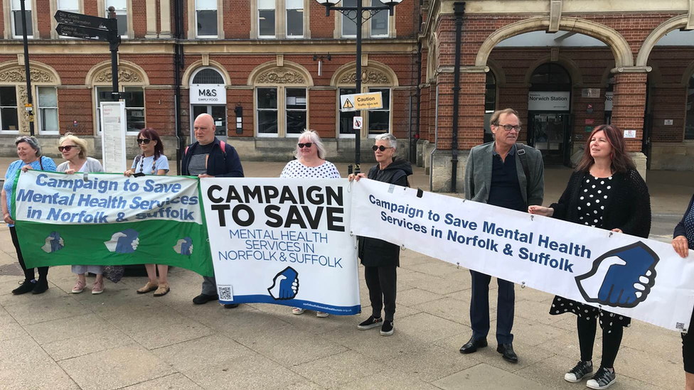 Campaigners outside Norwich station