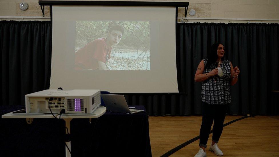 Roseann Taylor presenting to students