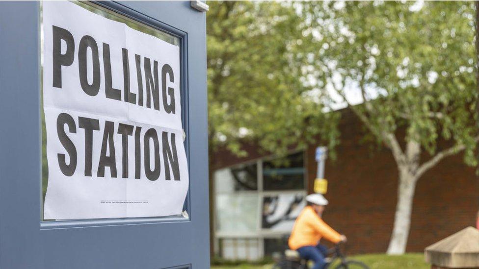 Polling station sign