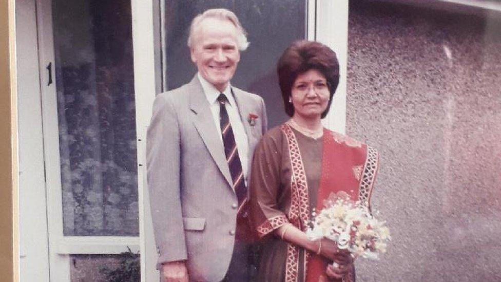 Nirmal Anand and her husband on their wedding day