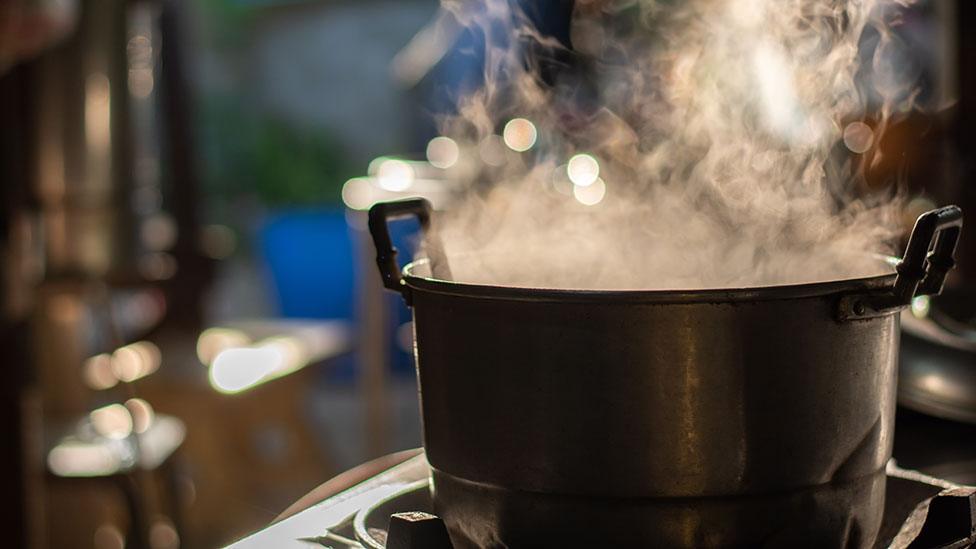 Pot on stove