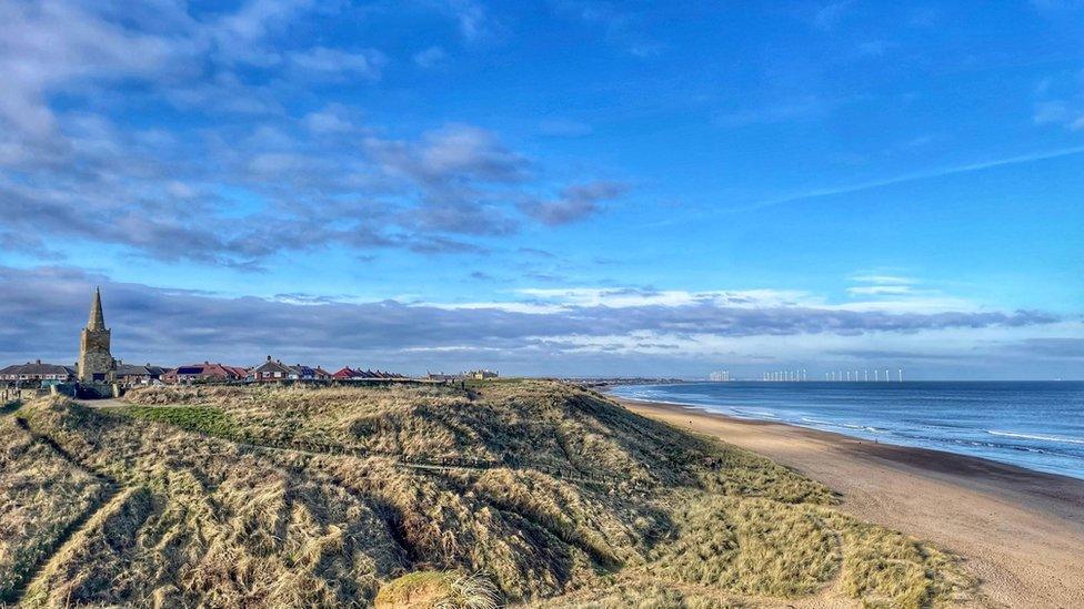 Blue sky over the coast in Redcar