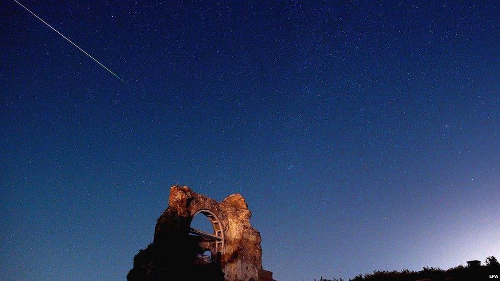 Meteor over the Red Church in Bulgaria