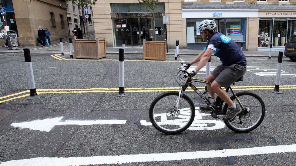 Cyclist on Grey Street, Newcastle