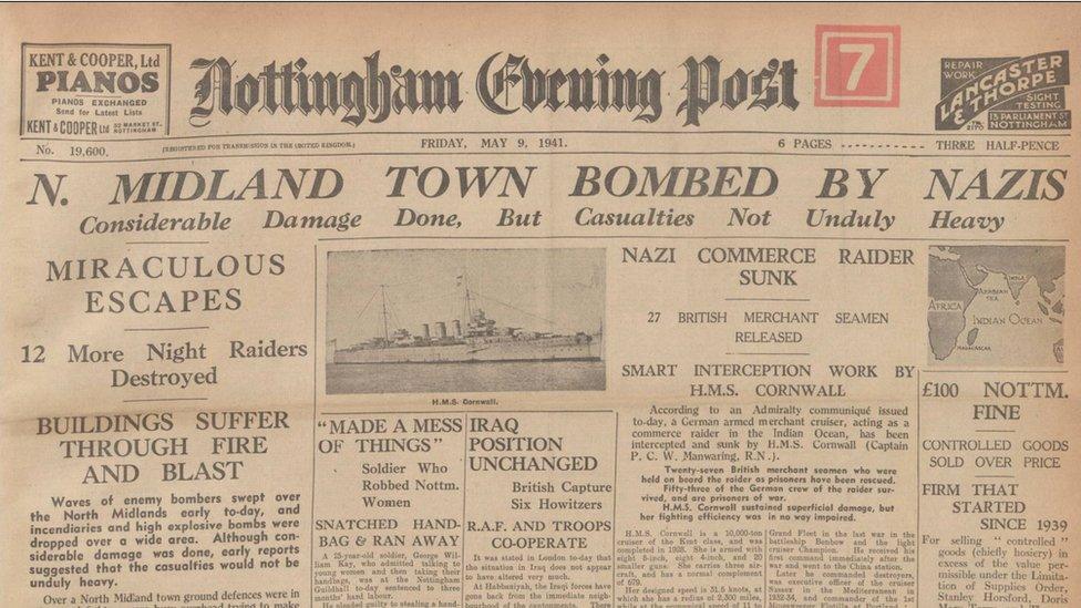 Newspaper report of bombings