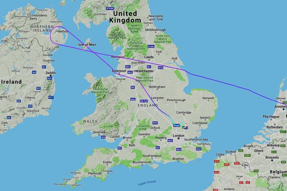 FlightRadar24 track of the Air India Boeing 777 aircraft