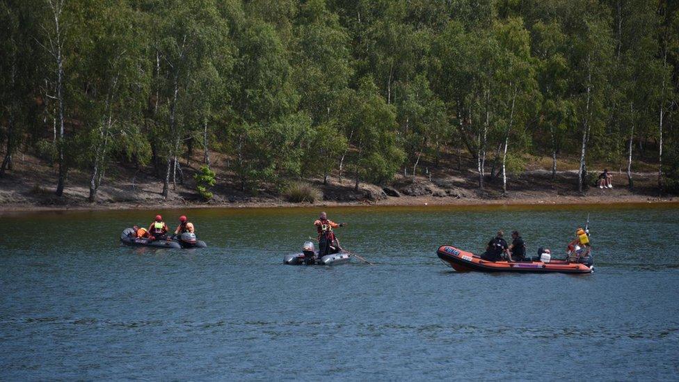 Emergency crews at Bawsey Pits