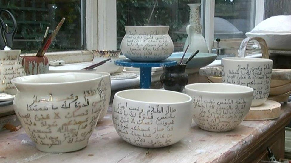 The bowls in her studio