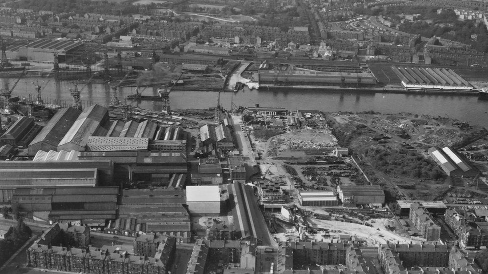 Aerial view of the Clyde Tunnel 1962