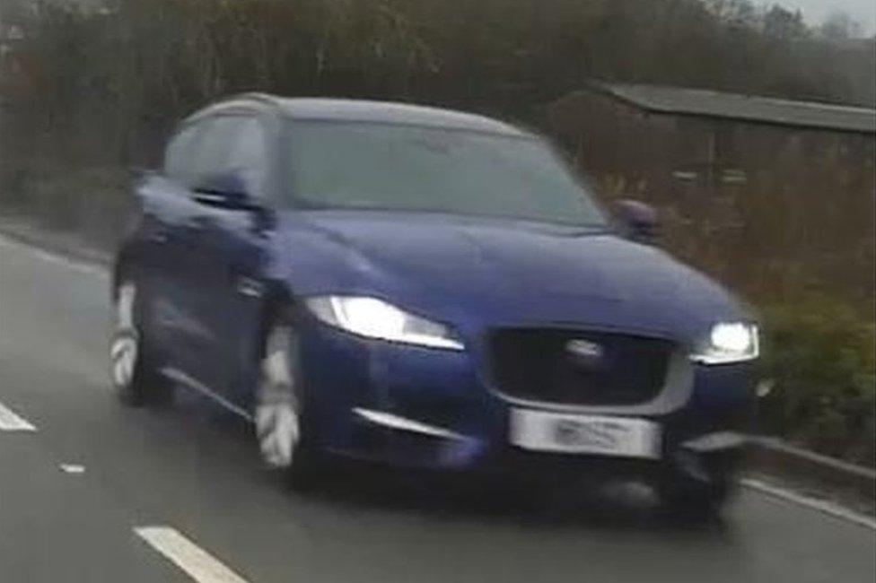 Blue Jaguar estate car identified by police