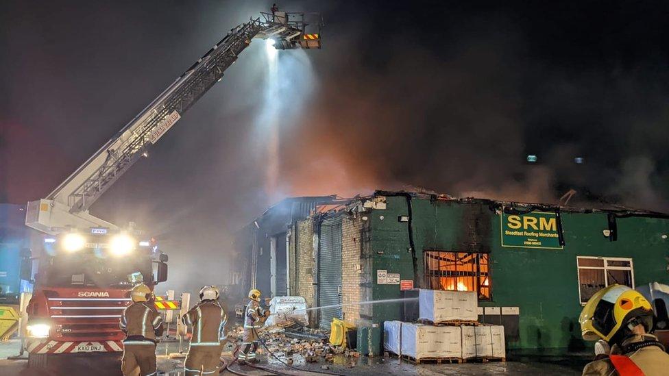 Fire at Steadfast Roofing in Wollaston