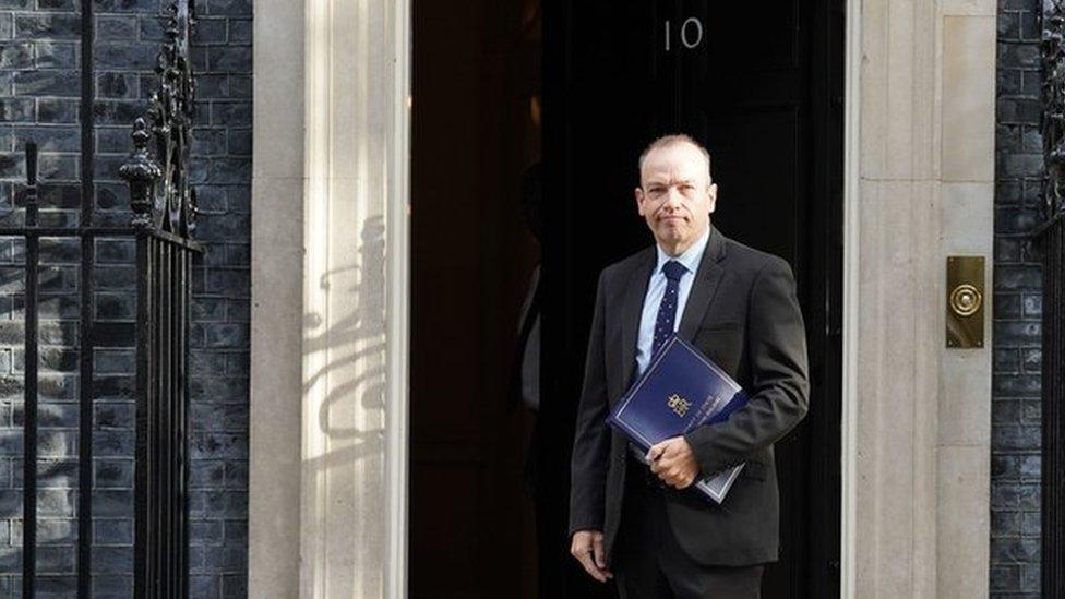 Northern Ireland Secretary Chris Heaton-Harris arriving in Downing Street, London, for the first Cabinet meeting