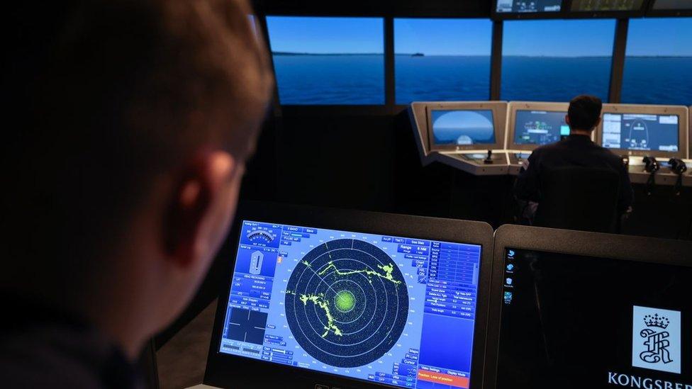 Sailors use simulator