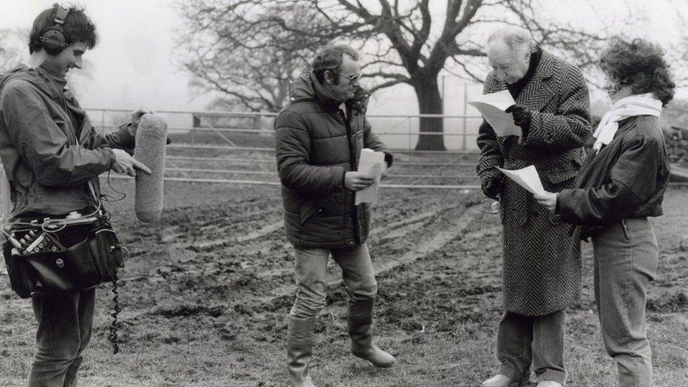 William Smethurst (centre) on location for The Archers