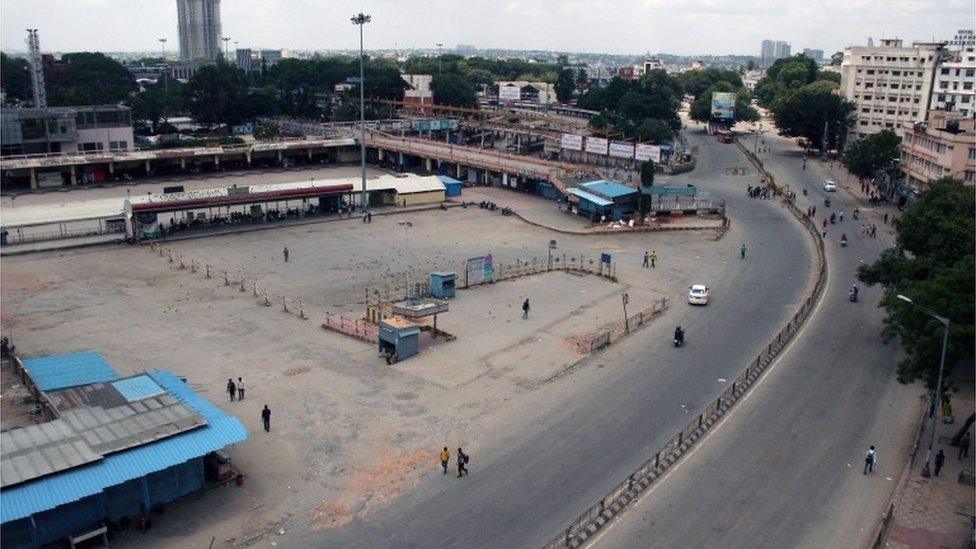 A general view of the deserted city bus stand following the Karnataka bandh in Bangalore, India, 09 September 2016.