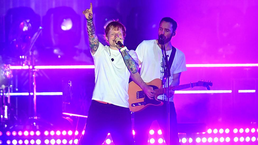 Ed Sheeran perfoming with Snow Patrol at Latitude 2022