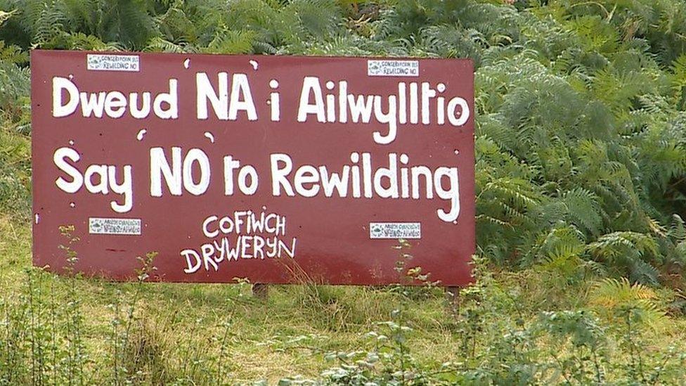 A sign put up in Machynlleth by opponents of the Summit to Sea project