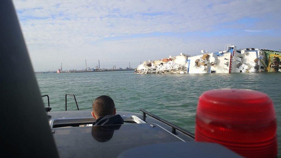 A cargo ship carrying sheep that capsized off the coast of Romania