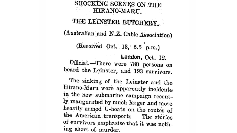 A contemporary newspaper report of the sinking