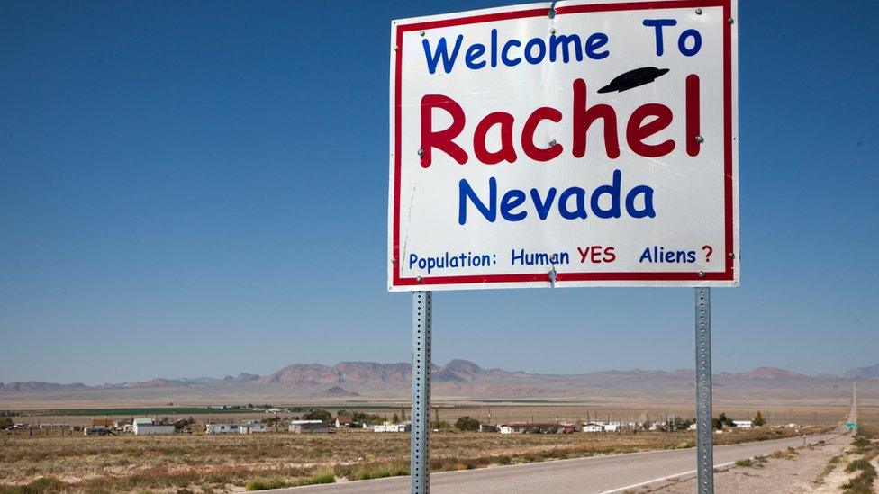 Rachel, Nevada road sign