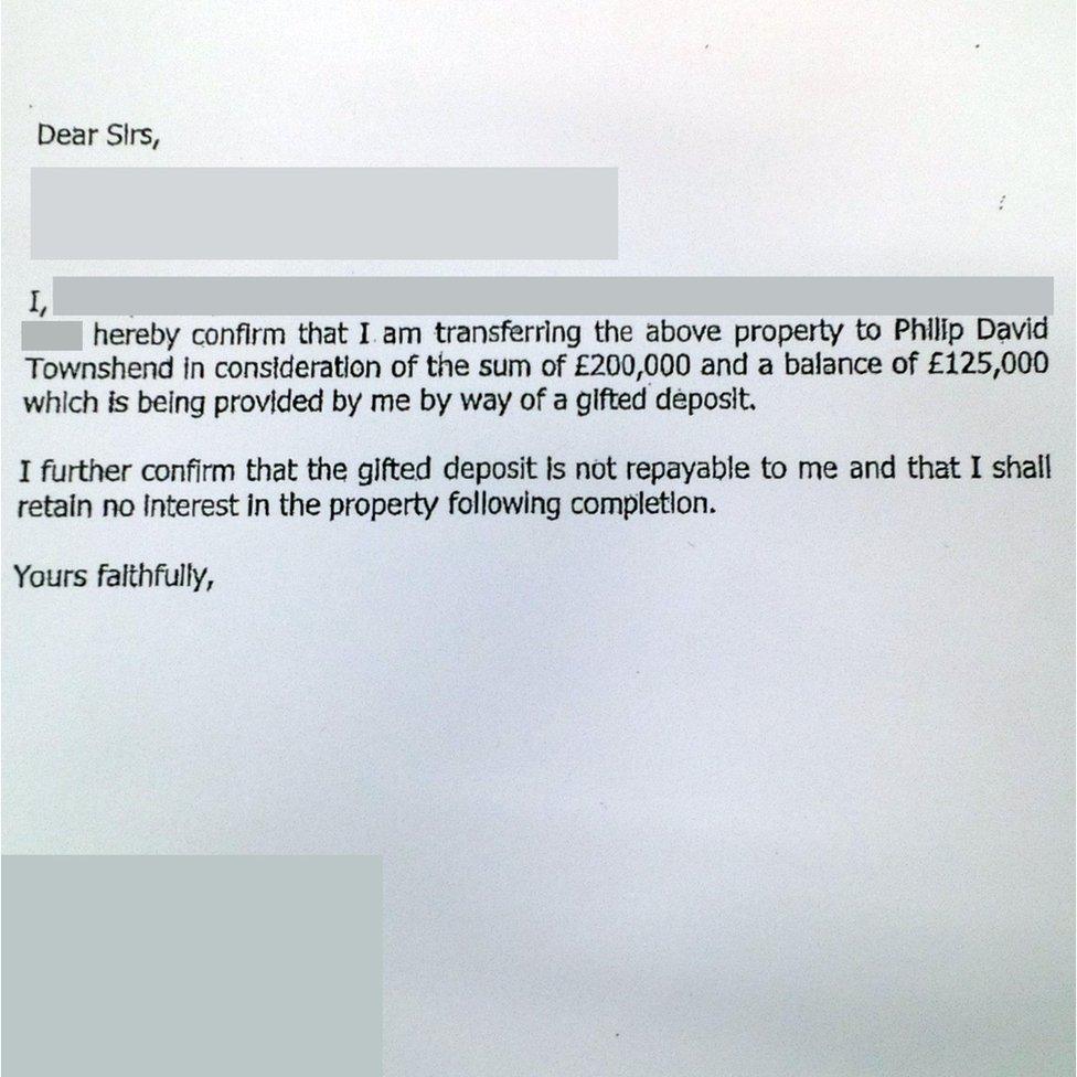 The transfer document at the heart of the allegations against the late councillor Philip Townshend