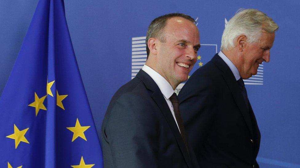 Dominic Raab and Michel Barnier