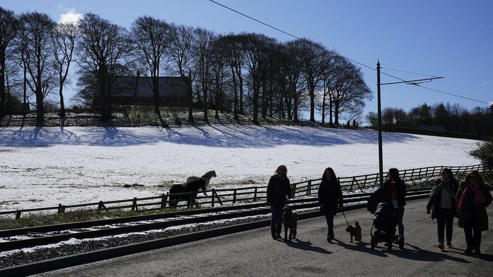 Wintry conditions at Beamish Museum near Stanley, County Durham