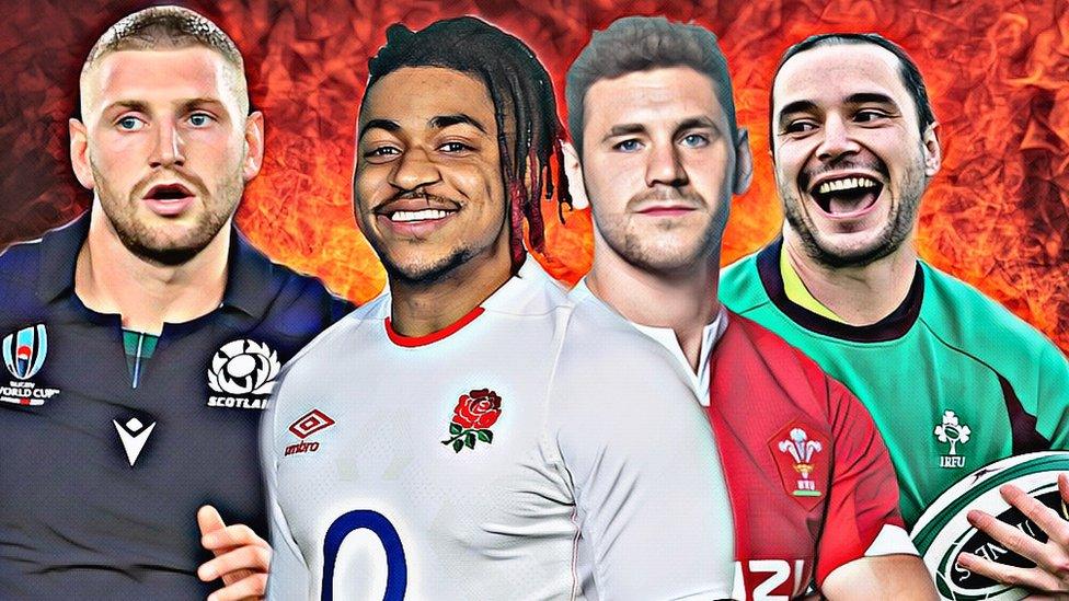 Scotland's Finn Russell, England's Paolo Odogwu, Wales' Tomos Williams and Ireland's James Lowe.