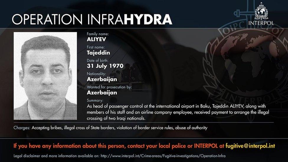 Interpol handout picture of wanted Tajeddin Aliyev