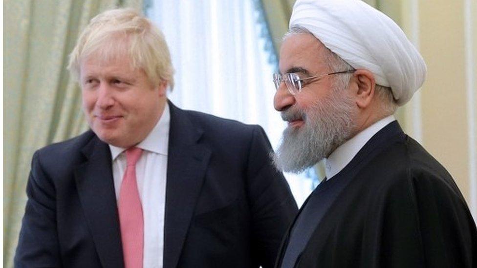 Boris Johnson and Iranian President Hassan Rouhani