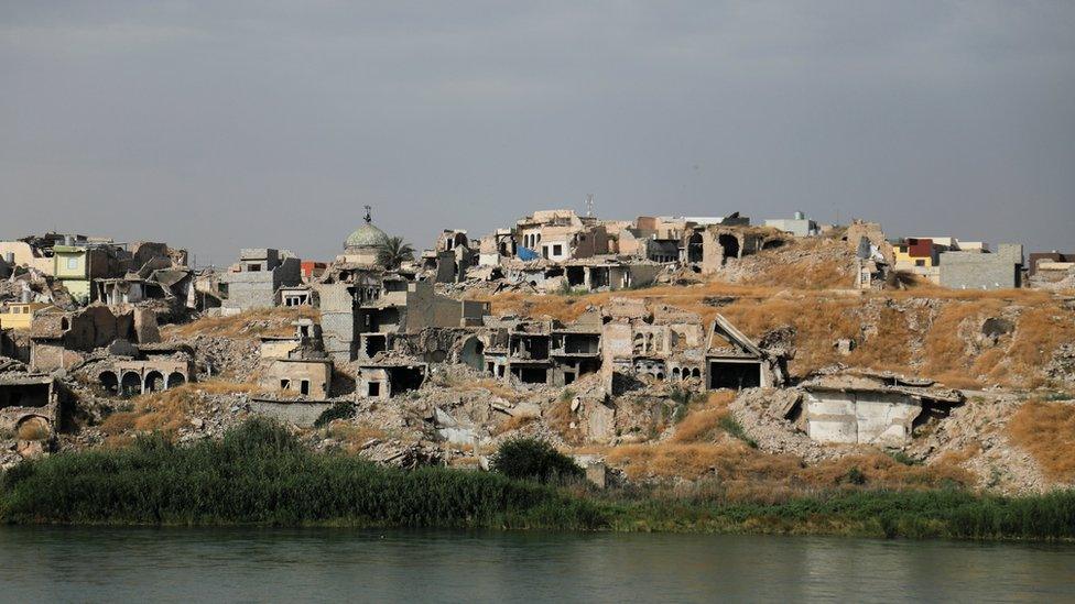 Ruined houses in Mosul, Iraq, 3 June