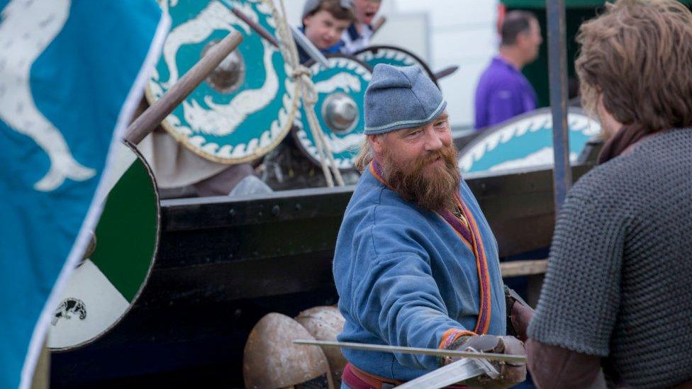 A Viking re-enactment battle during the Suffolk Show on the 29th May 2019 in Ipswich