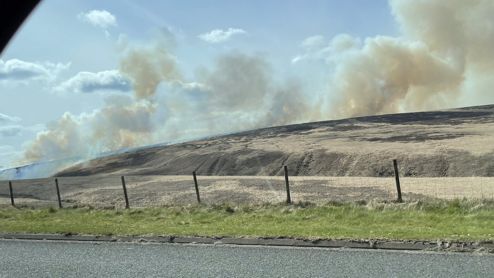 Smoke rising from fire on Marsden Moor