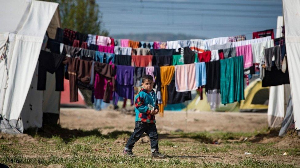 A child in a camp in Europe