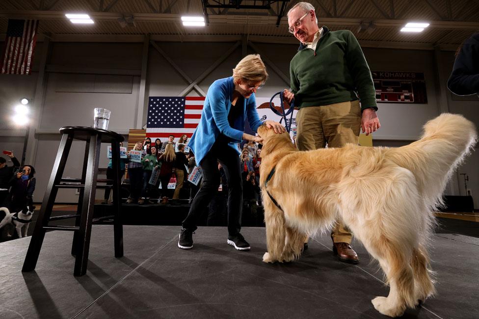 Warren with husband Bruce Mann and Bailey