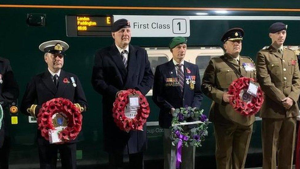 Wreaths being presented in Penzance