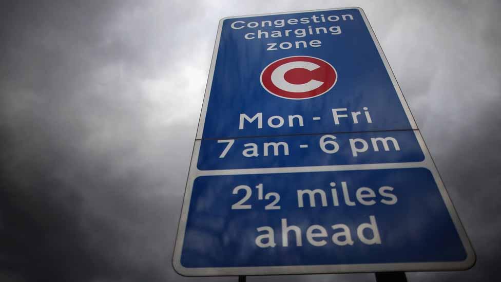 Congestion charge sign in London