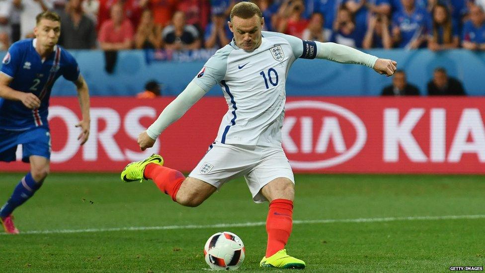 Wayne Rooney taking a penalty for England