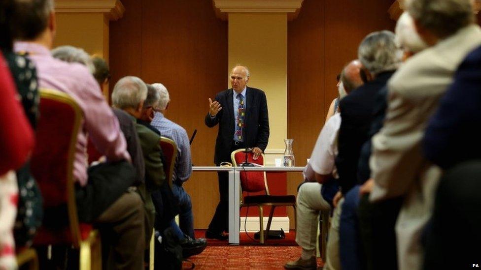 Vince Cable speaking at a fringe event in Brighton