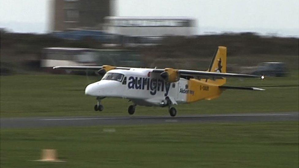 Aurigny Dornier landing at Alderney Airport