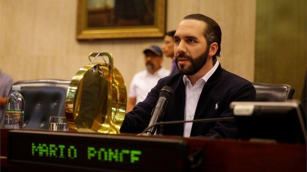 President Nayib Bukele during his intervention in the Congress, in San Salvador, El Salvador, 09 February 2020.