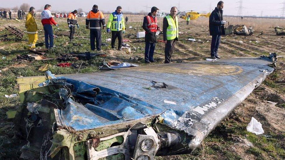 Plane debris on ground