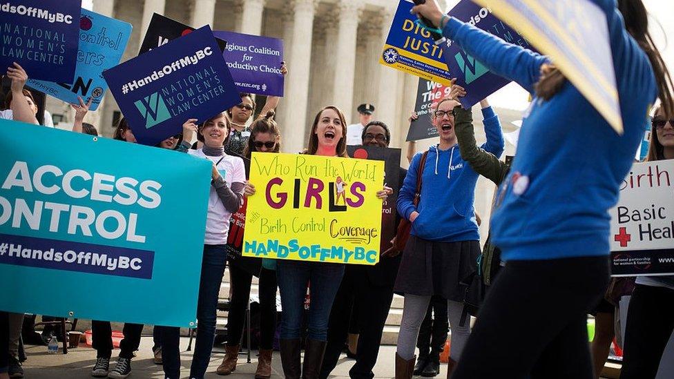 Birth control protesters in Washington DC