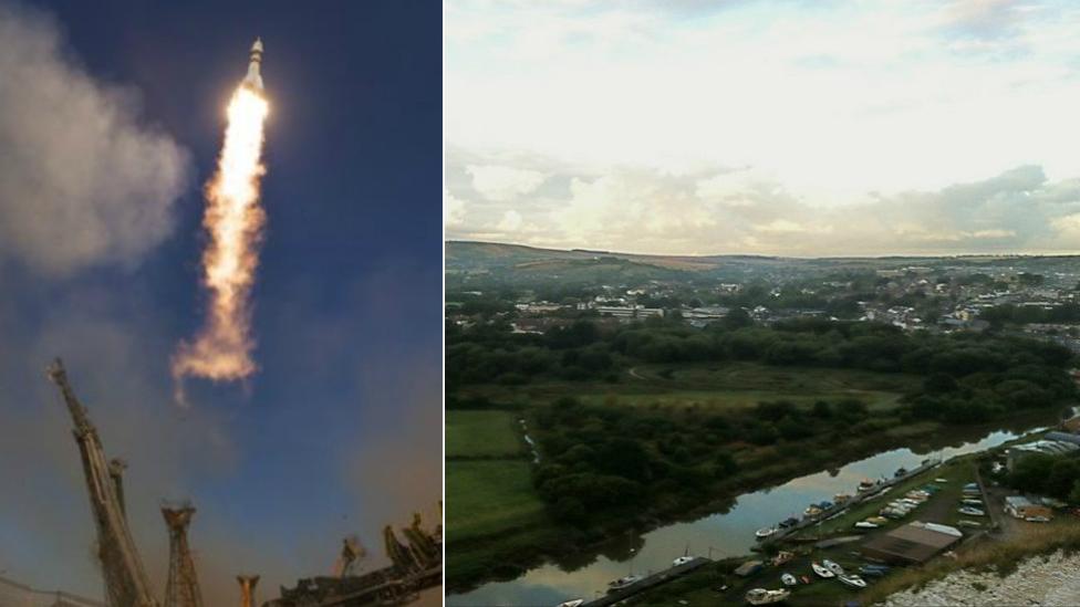 Rocket taking Tim Peake into space and Lewes and the River Ouse