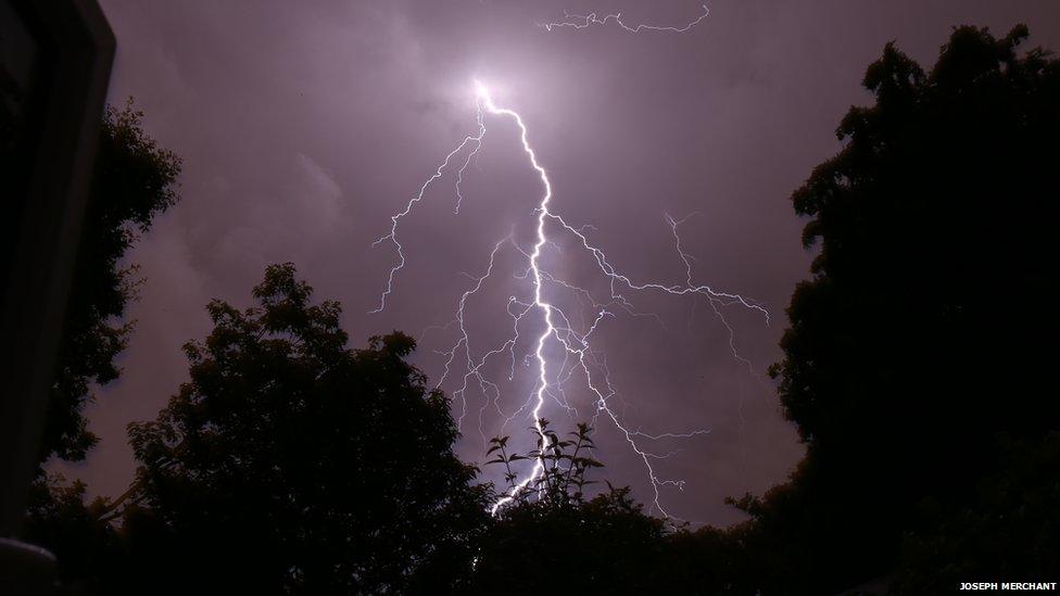 Lightning in a night sky