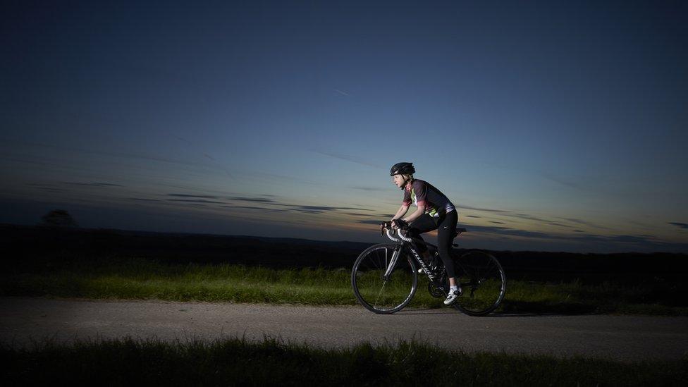 Kajsa Tylen on her bicycle